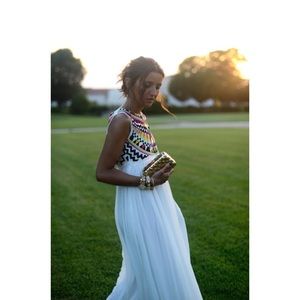 White Chiffon Aztec Dress